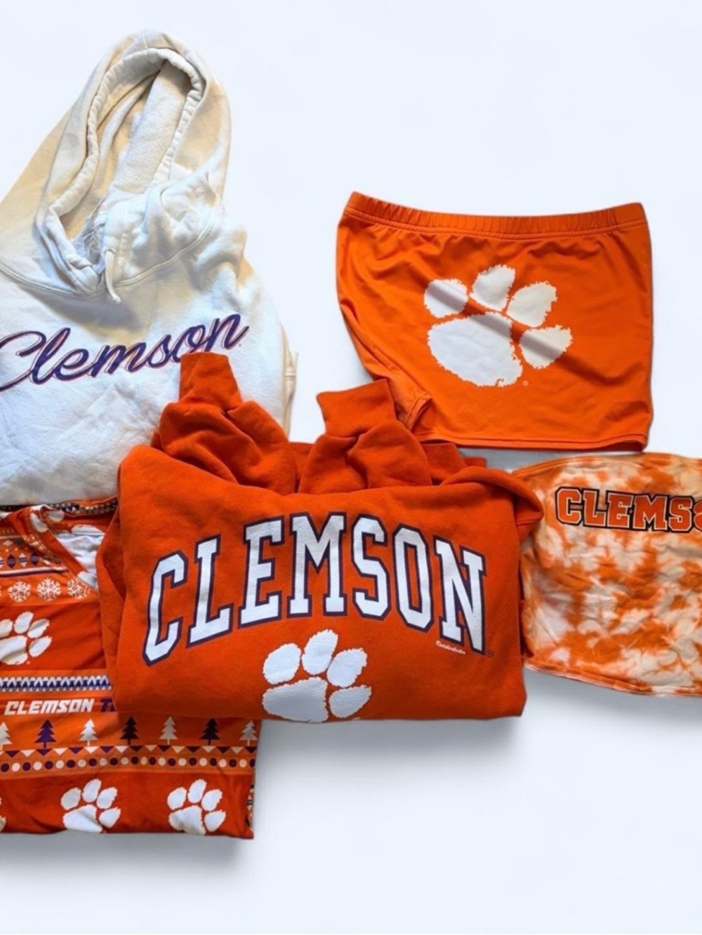 Clemson Orange Pullover Hoodie & Tops Set
